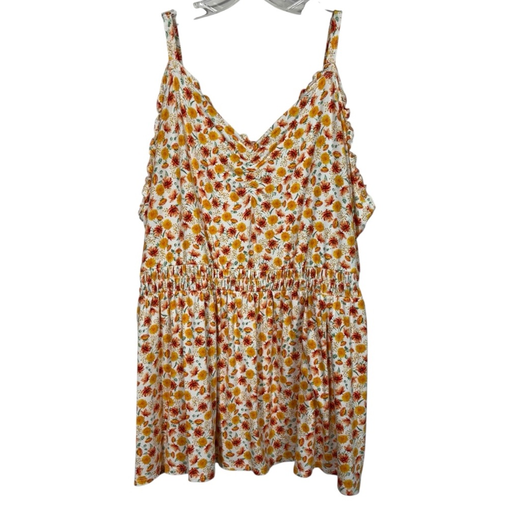 Torrid Super Soft Knit Yellow Sunflower Print Babydoll Fit Tank Top Plus Size 4X